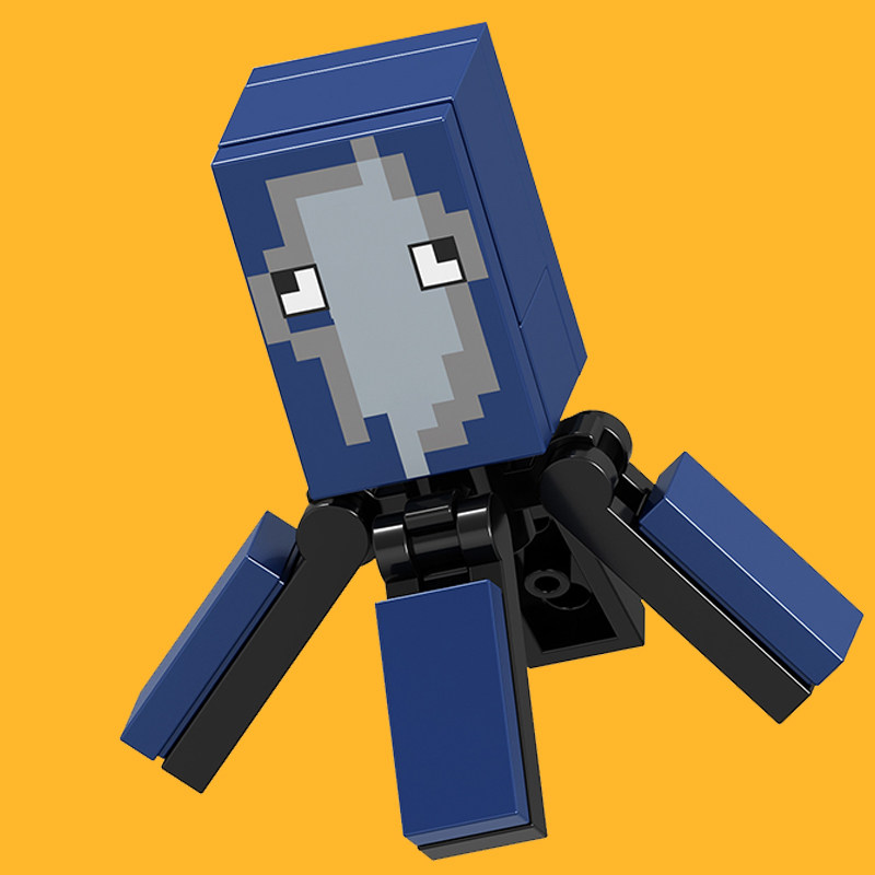 我的世界全套动物B024乌贼宝宝亲子拼装积木人仔模型益智玩具