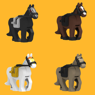 中古三国小侠战马戒灵马鞍马绳动物第三方益智男孩拼装玩具积木