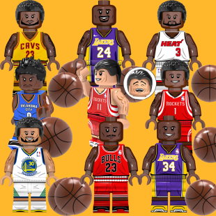 积木人仔NBA篮球明星詹姆斯科比乔丹杜兰特库里益智拼装玩具