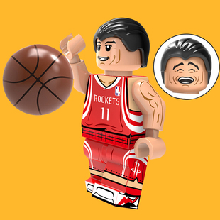 XP147姚明移动长城火箭队NBA篮球拼装男女孩积木人仔益智儿童玩具