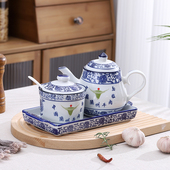 兰州拉面馆专用厨房餐厅陶瓷辣椒酱罐大容量油壶酱油醋壶套装 包邮