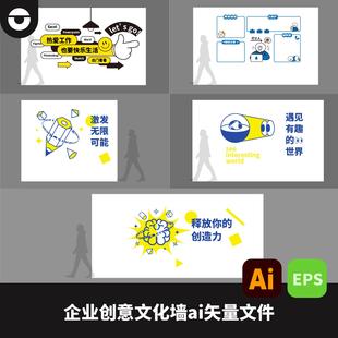 企业公司创意文化墙员工角墙面设计宣传栏墙面AI矢量文件EPS格式