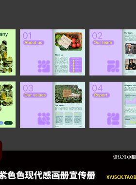 10P紫色现代感设计感企业画册宣传册设计素材简介模板Ai模版素材