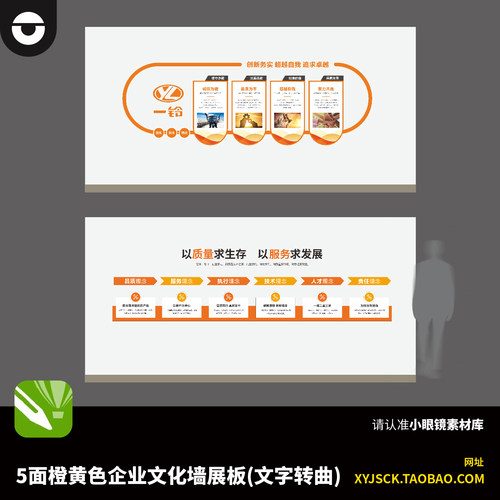 5面橙黄色企业制造业工业企业文化企业介绍展板文化墙CDR14x4文件
