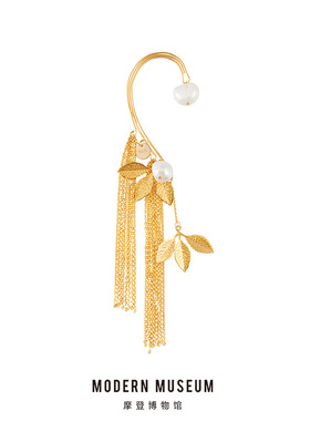 MODERNMUSEUM摩登博物馆原创设计西西里 铜镀金手工珍珠耳挂单只