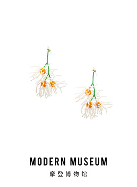 MODERNMUSEUM纯手工串珠长款雏菊花瓣流苏耳环女小众气质度假耳环
