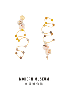 MODERNMUSEUM摩登博物馆玛瑙耳环女原创设计橄榄玉石贝壳耳饰高级