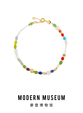 MODERNMUSEUM原创设计师搭配彩色陶瓷水晶石珍珠项链
