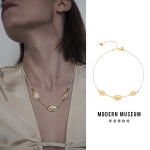 MODERNMUSEUM摩登博物馆原创设计恶魔之眼系列铜镀金锆石气质项链