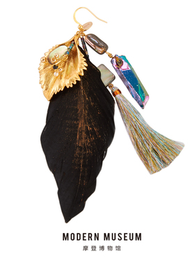 MODERNMUSEUM摩登博物馆耳环原创高级小众设计感羽毛水晶单只耳饰