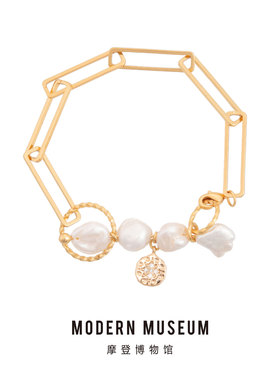 MODERNMUSEUM摩登博物馆原创设计珍珠链系列几何链条复古金属手链