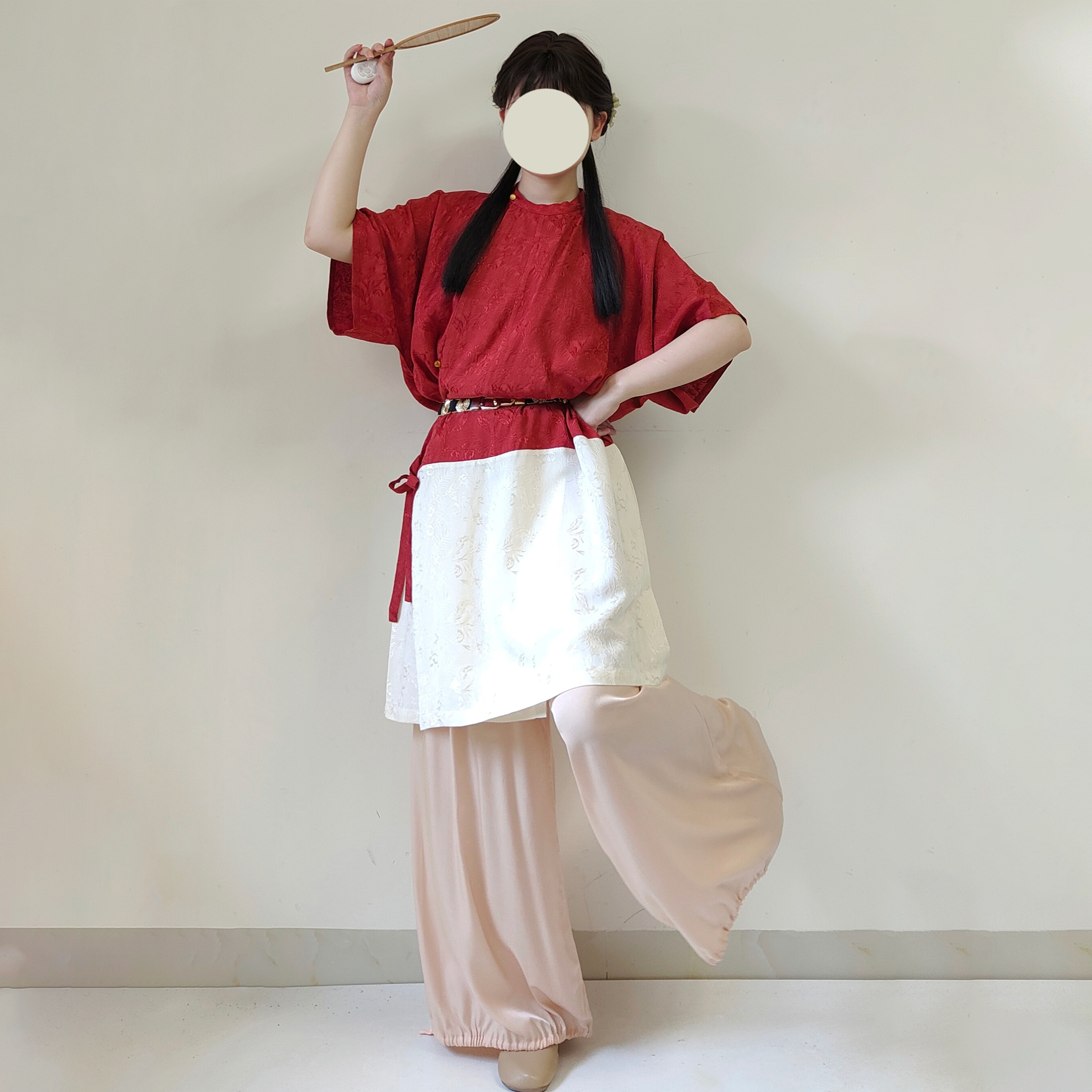 【观止织造｜木棉】唐制汉服圆领半臂人丝人棉提花红色日常风春夏图片