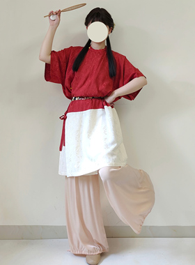 【观止织造｜木棉】唐制汉服圆领半臂人丝人棉提花红色日常风春夏
