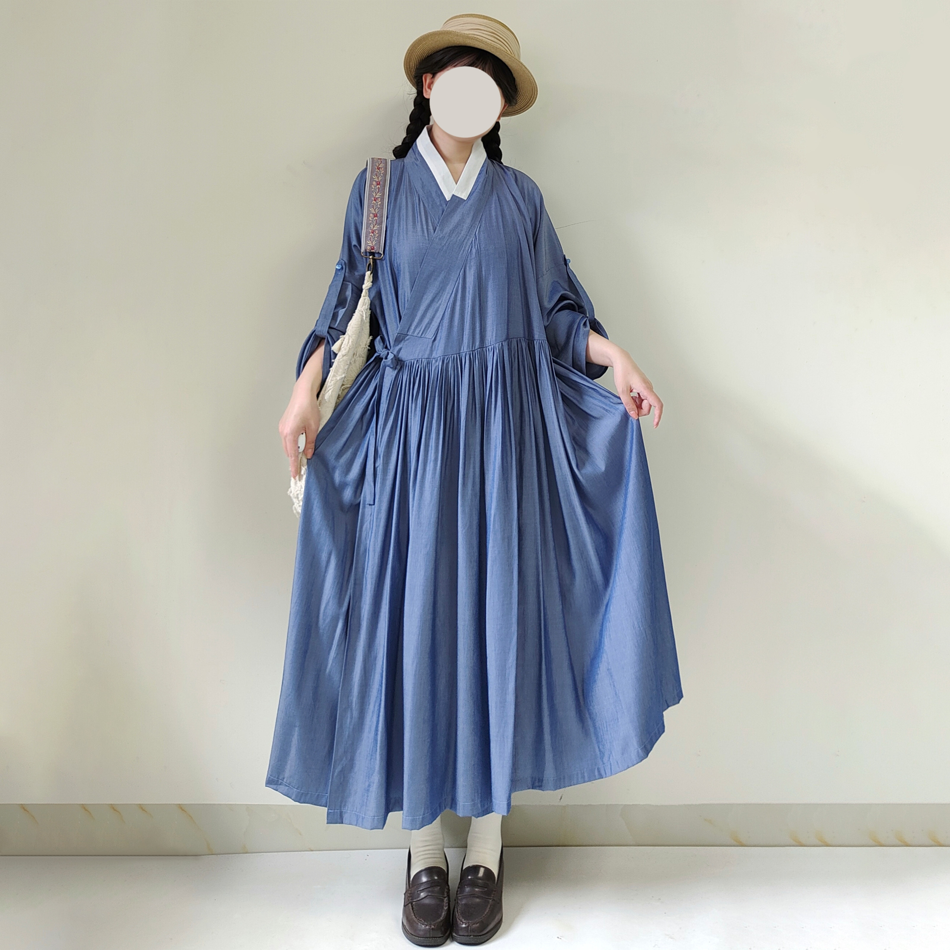 【观止织造｜岛屿】明制汉服贴里人棉牛仔蓝蓬蓬裙日常文艺风森系图片