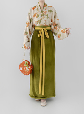【观止织造｜序秋】宋制汉服飞机袖对襟衫旋裙两片裙银杏绿色日常