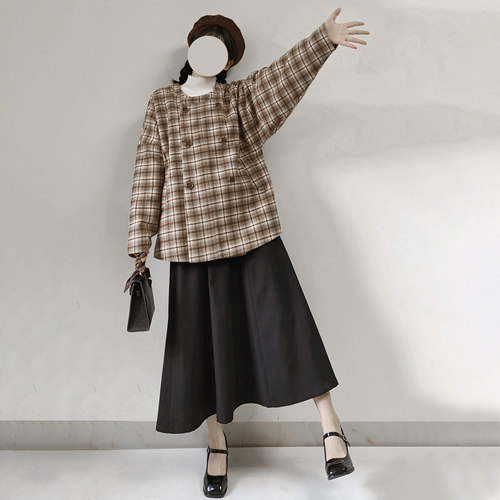 唐制毛呢圆领袄交窬裙秋冬汉服