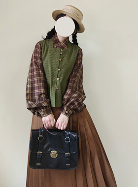 【观止织造｜松林】明制汉服元素比甲交领衫马面裙格纹绿色日常风