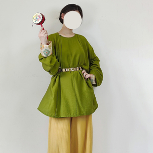 【观止织造｜绿栀】唐制圆领袍灯笼裤团花绿色日常休闲宽松文艺风