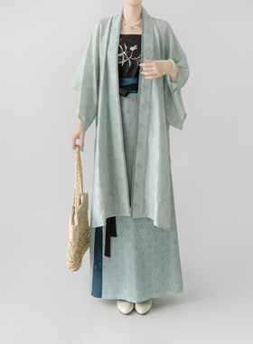 【观止织造｜竹露】宋制汉服长干寺背心旋裙吊带人棉绣花提花日常