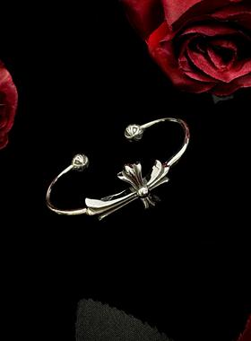 大十字手镯泰银做旧手镯开口可调节不掉色