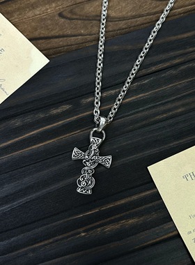 凯尔特龙十字项链重工毛衣链做旧不掉色项链