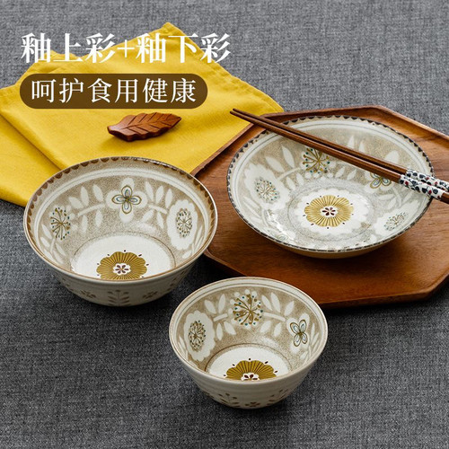 日本进口日系釉下彩陶瓷碗套装