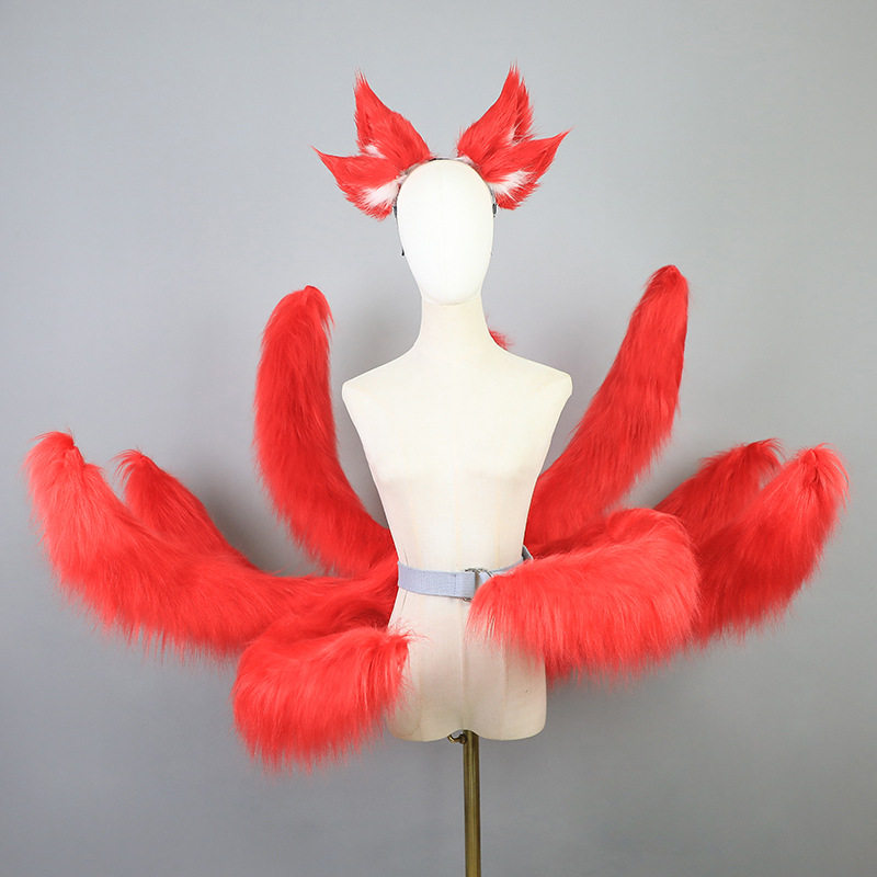 cos赤狐魅语狐狸耳发箍漫展仿真狐耳狐尾套装古风九尾狐兽耳发箍