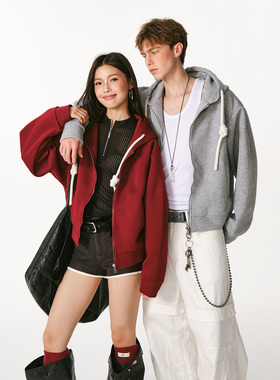 SCPD重磅纯色拉链连帽卫衣女男秋冬宽松休闲cleanfit高级感外套