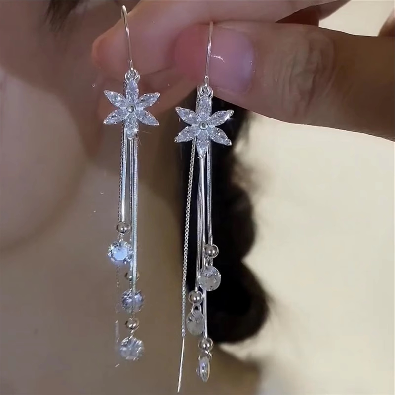 999通体纯银长款流苏耳线女