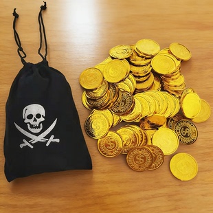 加勒比海盗金币宝石道具儿童奖励玩具筹码收纳袋子寻宝藏钱币套装