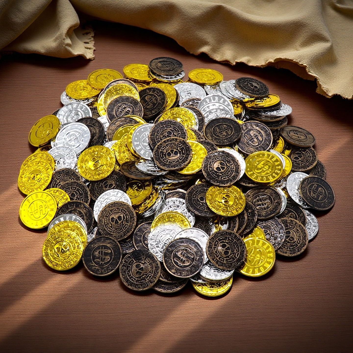 海盗金币s骷颅头银色币儿童玩具奖励品假钱币塑料游戏币活动道具