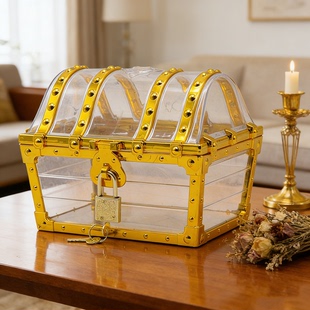 小男孩宝箱盒儿童玩具海盗藏宝百宝箱金币盒子带锁宝藏箱生日礼物