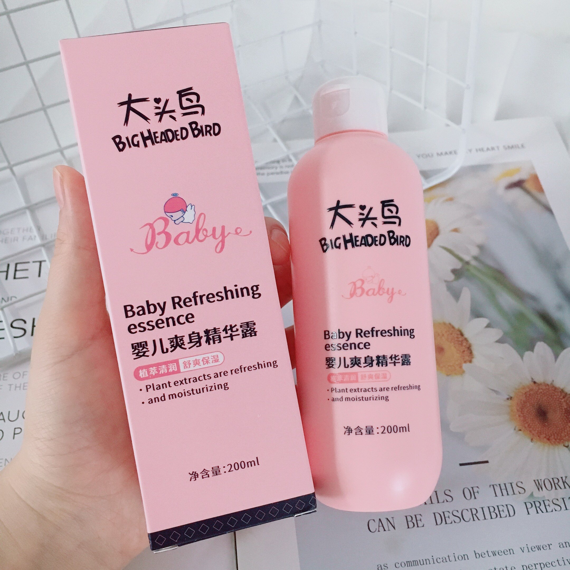 爽身又舒缓 痱子水来袭~大头鸟婴儿爽身精华露保湿润肤精华液