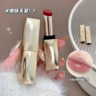 泰好看啦！黄皮干唇bi眼入~莎琪诺水光精华口红镜面滋润素颜唇膏