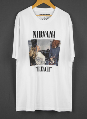 Nirvana Bleach Kurt Cobain涅槃乐队纯棉男垃圾摇滚短袖T-Shirt