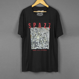 Spazz欧美硬核朋克乐队纯棉日常休闲夏季 T恤 男女圆领正肩男短袖