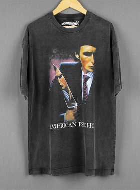 美国狂魔American Psycho精神人病人复古水洗纯棉短袖西格玛男T恤