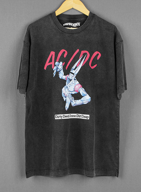 JOJO的奇妙冒险ACDC荒木飞吕彦大总统D4C水洗纯棉短袖男T恤Shirt