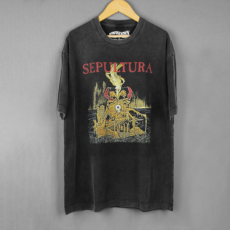 Sepultura Arise埋葬重金属摇滚乐队短袖80S纯棉复古水洗长袖T恤 男装 T恤 原图主图