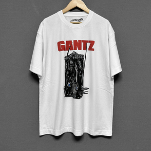 甲漫画动漫印花纯棉宽松短袖 杀戮都市GANTZ冈八郎T恤战斗服装 装