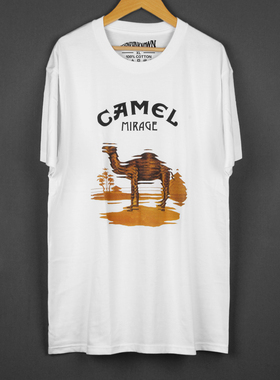 Camel欧美前卫艺术摇滚乐队短袖白色纯棉印花正肩宽松夏季男女T恤