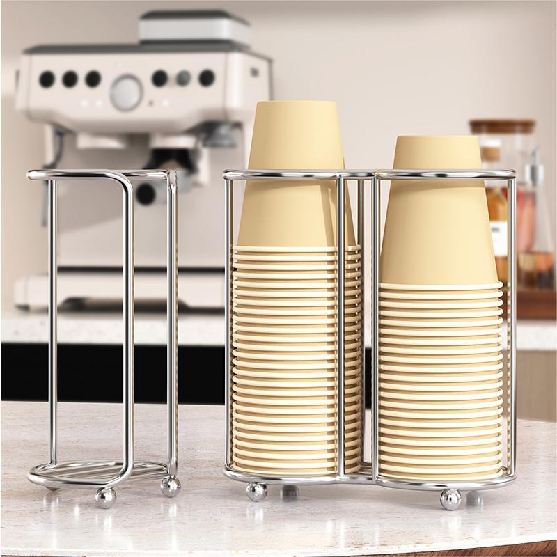 纸杯架取杯架饮水机旁放水杯收纳架高级咖啡杯茶杯托不锈钢置物架