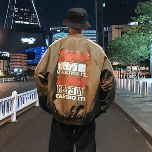 秋冬新款潮欧美街拍男宽松版情侣夜景外套印花 JK9905-P90图片