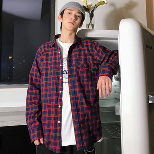 2021款休闲洋气港风青年学生长袖格子衬衫潮流男打底衬衣TX07-P35图片