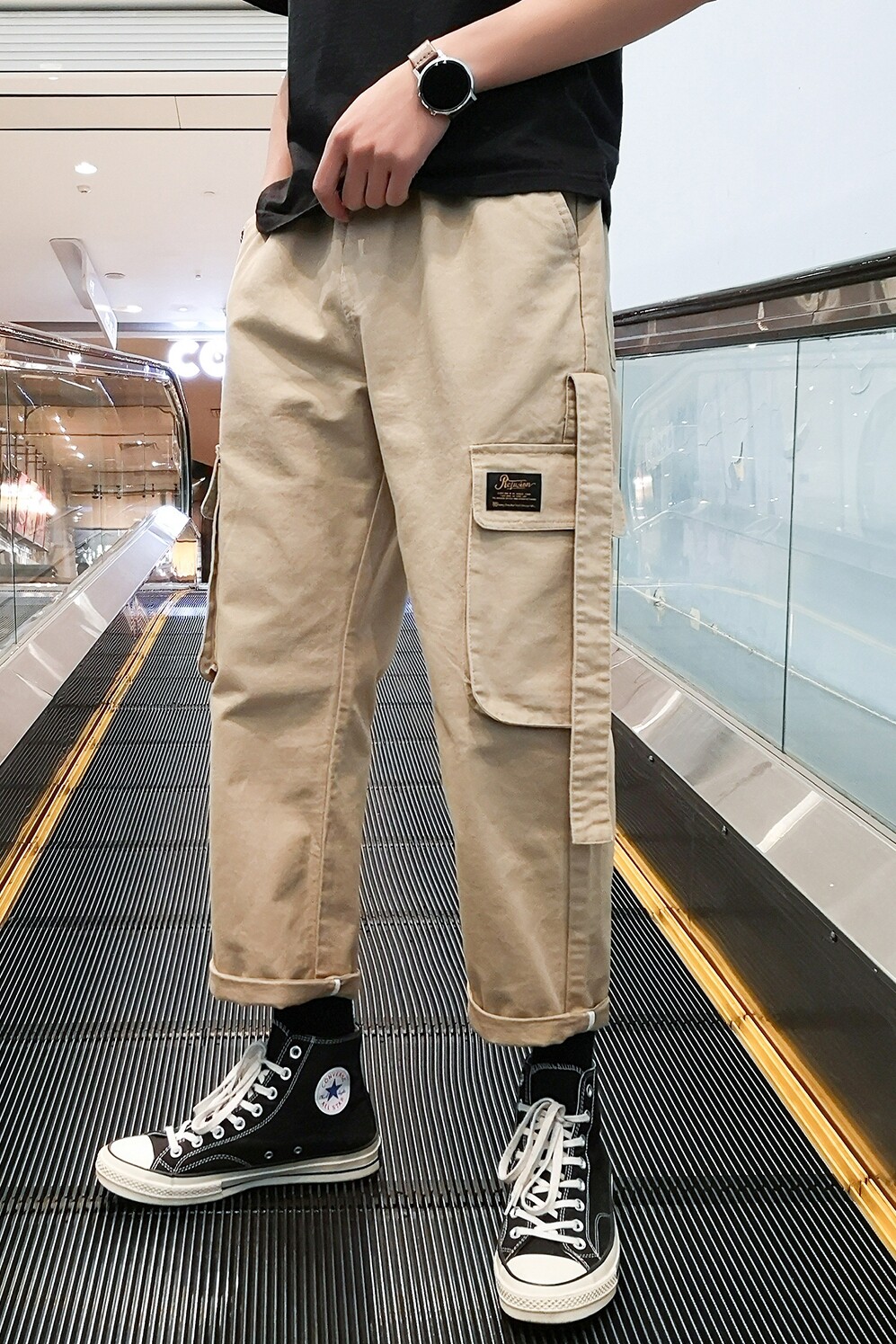 日系宽松男士束脚裤工装裤大码休闲裤男小脚长裤子多袋7727-P50,男装休闲裤,电商A128