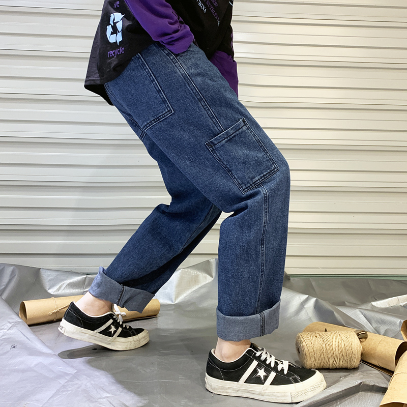 Father's Jeans, Men's Loose Hong Kong Wind Ins Pants, Men's Korean Fashion Pure Trousers, Quality Inspection