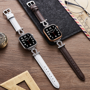 适用苹果手表Apple Watch Series10表带iwatch987654代真皮表带女