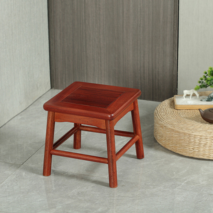 刚果花梨方凳榫卯结构中式家用换鞋凳子实木矮凳四方客厅板凳耐用