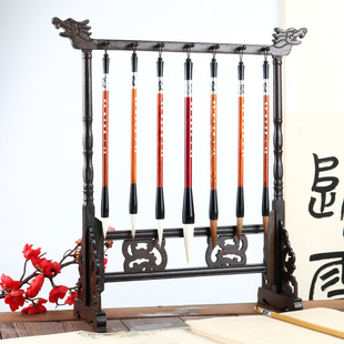 光祖毛笔架笔挂毛笔挂实木鸡翅木挂笔架简约学生书法培训文房四宝