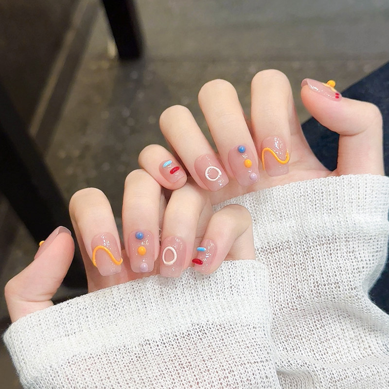 云皙蛋花糖豆纯手工穿戴甲短款高级感假指甲贴片美甲成品2025新款,彩妆/香水/美妆工具,穿戴甲/甲片,淘宝优惠券,粉丝福利购,淘宝优惠卷